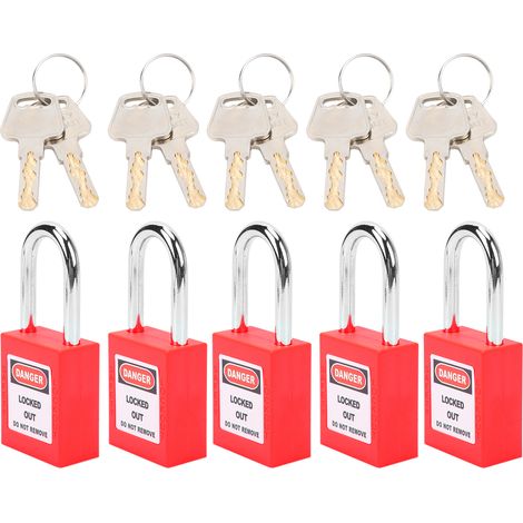 jeux de cadenas de consignation 38 mm, isolation LOTO, nylon PA, acier pour la logistique et le transport de l'énergie nucléaire (rouge) (1/5)