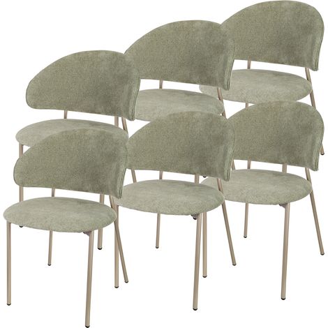 Set di 6 Sedie Lipis da Sala Pranzo Imbottite e Rivestite in Tessuto - Verde [en.casa] (1/5)