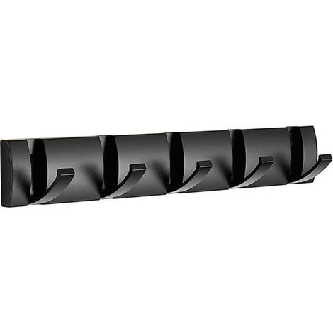 Porte Manteau Mural - Nor - 40cm - Aluminium - Noir - Salle de Bain Pliant (1/4)