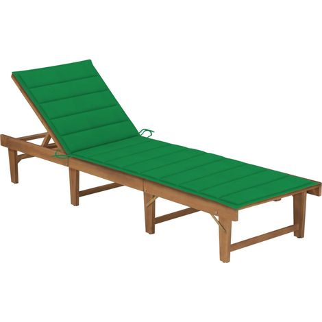 Chaise longue pliable avec coussin Bois d'acacia solide