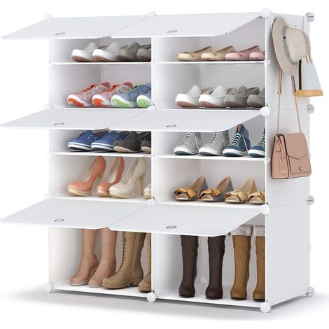 Meuble Chaussure, 5 Niveaux Rangement Chaussure 20 Paires Etagere Chaussure avec Porte, Armoire a Chaussures pour Entrée Salon Chambre, Blanc (1/5)