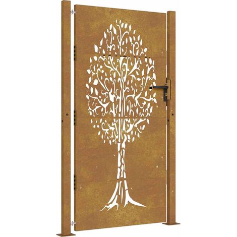 Maison Exclusive - Gartentor 100x200 cm Cortenstahl Baumdesign