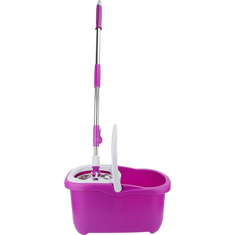 Système de Nettoyage Sol avec Seau Essoreur Rotatif en Acier Inoxydable, Balai Télescopique 360° avec Têtes Microfibres Lavables (1/5)