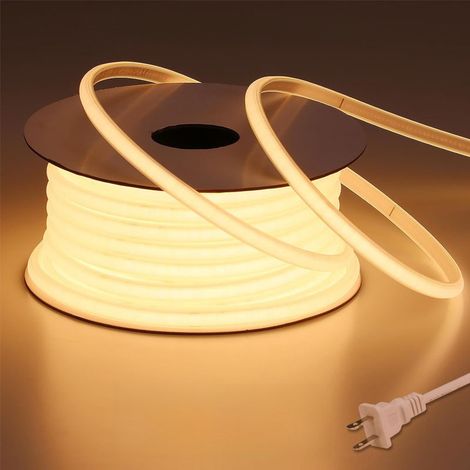 Bande LED COB étanche de 20 mètres, 220 V, blanc chaud 3000 K, 10 W/m, IRC 90+, flexible et sans transformateur, idéale pour les chambres, les plafonds, la décoration et les terrasses [Classe énergéti (1/5)
