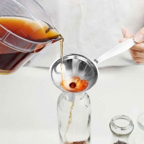 Lot de 3 entonnoirs de cuisine en acier inoxydable avec longs manches, mini entonnoirs en métal de qualité alimentaire. (1/4)