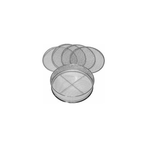 5000, Tamis de Jardin 5en1, 5 Inserts interchangeables Ø 3,5,8,10,12 mm de Finesse, passoire pour Terre, Pierres, Compost, Sable et Gravier 30cm Rond, métal, Inoxydable