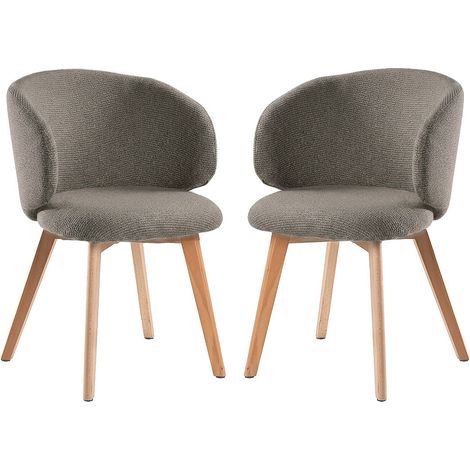 Set di 2 sedie, in tessuto con gambe in legno massiccio H79 cm - SOLÈNE