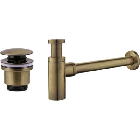 Ensemble vidage et siphon bronze antique modèle rond Damast KITSCA3 Bronze (1/3)