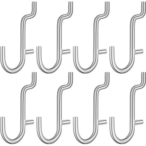 20 Crochets Métalliques pour Panneau Perforé Mural, Crochets en Acier Inoxydable, Accessoires de Rangement Garage (1/5)