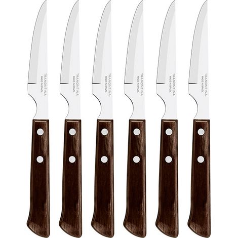 Couteaux Steak Polywood Châtaigne Lame Tranchante, Manche Résistant - Tramontina