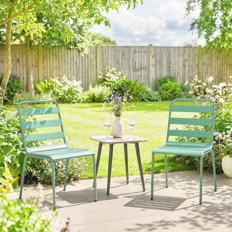 Lot de 2 Chaises de Jardin Empilables en Métal pour Terrasse. Balcon. Jardin. Vert