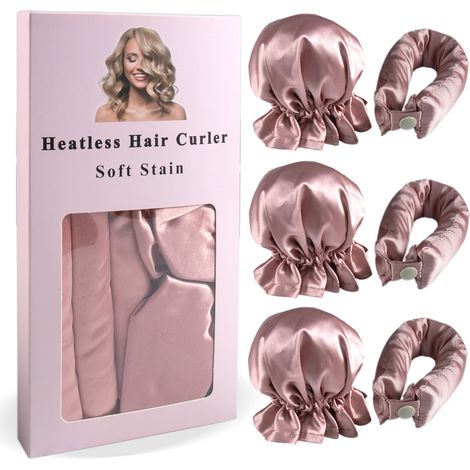 Ensemble de bandeaux pour boucler les cheveux sans chaleur (rose) (1/4)