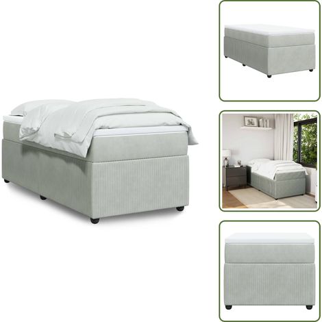 Boxspringbett mit Matratze Hellgrau 90x200 cm Samt - Boxspringbett - Boxspringbetten - Bett - Bett Mit Stauraum (1/5)