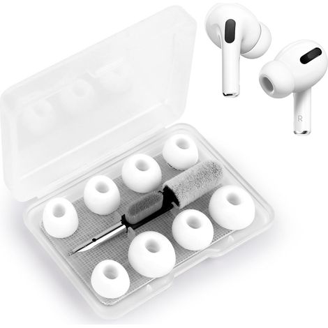 paires d'embouts de rechange pour AirPods Pro/AirPods Pro 2, embouts en silicone souple antidérapants avec boîte de rangement + 1 stylo de nettoyage (XS/S/M/L) (1/5)
