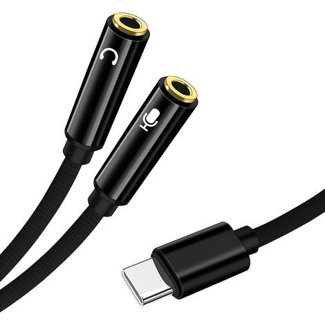 Adaptateur de Casque USB C vers Double Prise Jack 3,5 mm, Câble Répartiteur Type C avec Ports pour Microphone et Audio, Compatible avec Smartphones, Ordinateurs Portables et Tablettes (1/5)