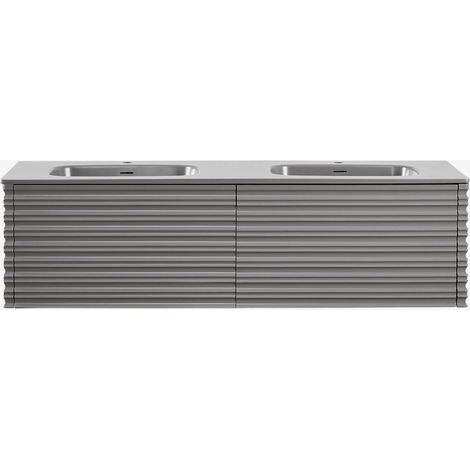 Set di mobili da bagno sospesi 160x50 cm in legno con lavabi integrati Noura SKLUM            