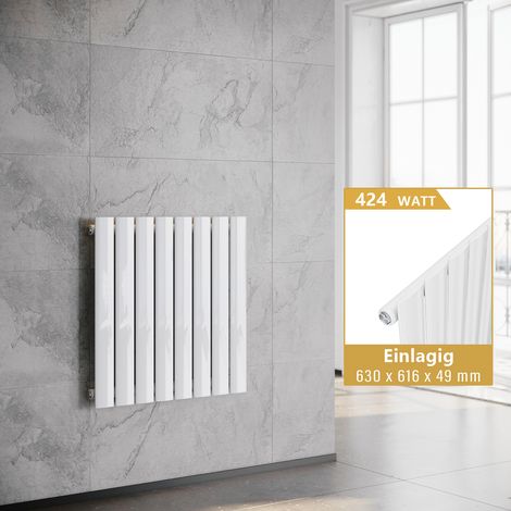 ELEGANT Heizkörper Weiß Horizontal Einlagig Design Flachheizkörper 630x616mm (1/5)