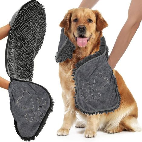 Serviettes en microfibre pour chien pour sécher les chiens, serviette chenille pour animaux de compagnie, serviette en microfibre pour animaux de compagnie, séchage rapide (1/5)