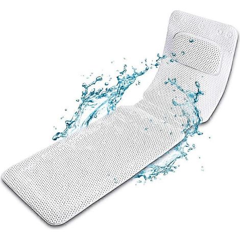 Tapis de bain intégral avec oreiller, blanc, en PVC antibactérien, revêtement de bain spa intégral avec ventouses (1/5)