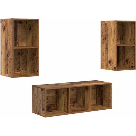 Maison Exclusive - TV-Schrankset Wandmontiert 3 pcs Altholz Holzw