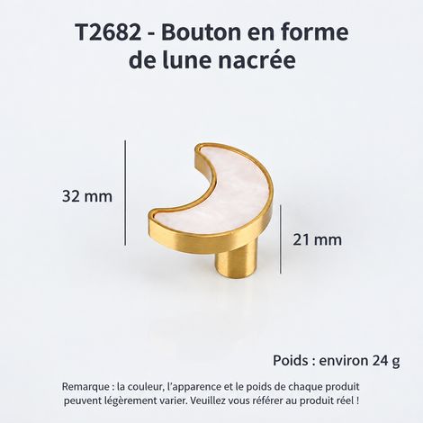 Bouton de meuble en laiton pur motif coquille irisée T2682 t2682-3 2 réf 4088 3,2 × 3,2 × 2,1 cm 24 g – Livraison gratuite