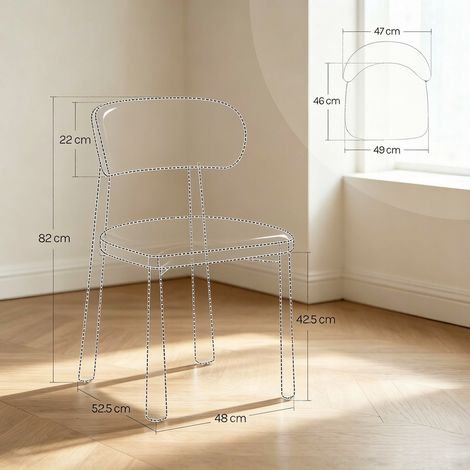 Chaise de salle à manger élégante avec dossier rembourré, option d'assise moderne, chaise confortable au design ergonomique (disponible uniquement par lot de 2 chaises) (1/4)