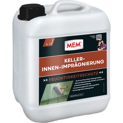 MEM Keller Innen-Imprägnierung, zur Abdichtung von feuchten und nassen Flächen, für verschiedene Untergründe, 5 Ltr
