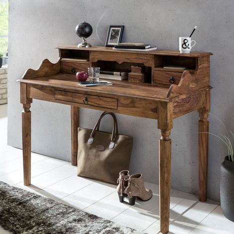 Bureau secrétaire 115x60x100 cm en sheesham massif (1/5)