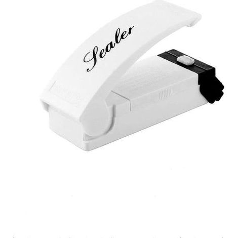 Mini Bag Sealer - Machine à souder manuelle 2 en 1 - Sachets hermétiques - Fonctionne avec piles (blanc, ABS, manuel, machine à emballer sous vide, scellant) (1/5)