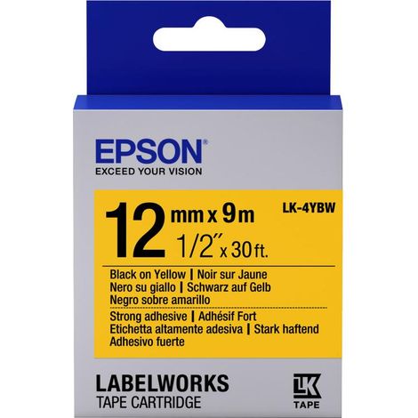 Epson Nastro fondo Pastello Giallo per testo Nero, altamente adesivo 12/9 LK-4YBW (1/3)