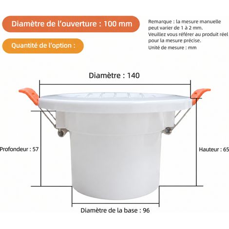 Bouche d'aération circulaire VMC à persiennes droites 100 mm blanche à clips et ressorts 52 100mm blanc 14 × 14 × 6,5 cm 90 g – Livraison gratuite