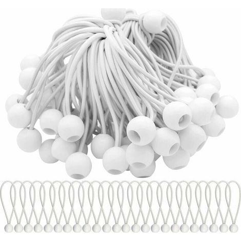 Paquete de 75 cuerdas elásticas con bolas elásticas: ideales para asegurar carpas para fiestas, carpas, pancartas y lonas. (1/4)