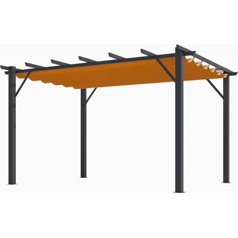 Pergola foresta gazebo in alluminio con telo retrattile colore ruggine, dimensioni 400x300x230h - Foresta (1/5)