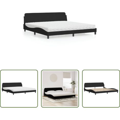 Matelas en mousse -  Lit avec matelas Dover noir 200x200 cm velours (1/5)