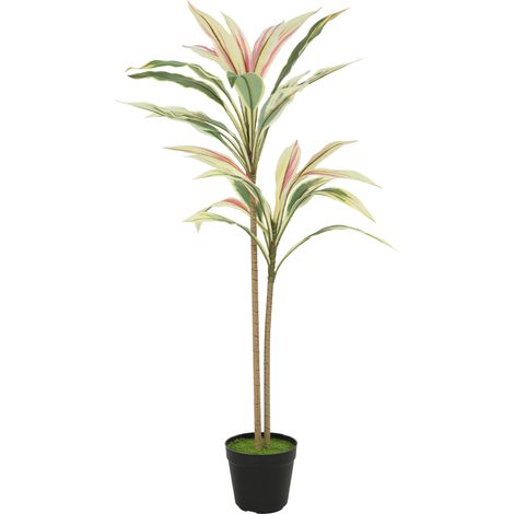 HOMCOM 90 cm Artificial Cordyline Tree in Moss Effect Pot, Yellow