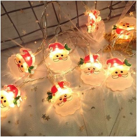 1.5M 10 Led Guirlande Lumineuse De Noël Père Noël Guirlandes Lumineuses, Lumière Led En Forme De Bonhomme De Neige À Piles Pour La Décoration De Fête De Noël (Pile Non Incluse) (1/5)