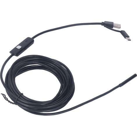 Caméra Endoscope 3-en-1 USB-C pour Téléphone et PC Android, avec Lampe LED, pour Automobile, Câble Rigide 5 mètres, Diamètre 5,5 mm (1/5)