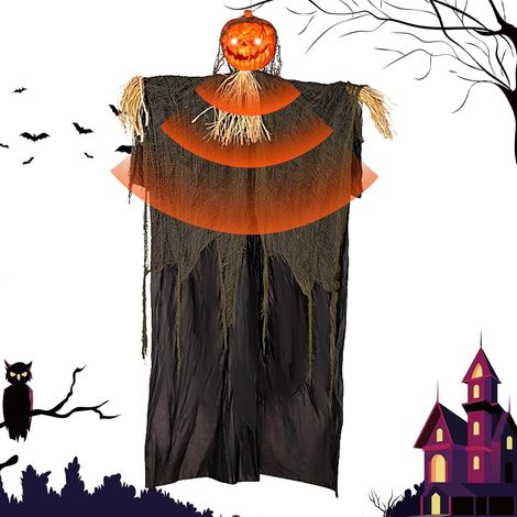 Esprit suspendu d'Halloween - Capteur de mouvement - Décorations d'Halloween avec yeux clignotants, suspensions effrayantes et terribles, décorations d'Halloween en plein air pour fête, jardin, (1/5)
