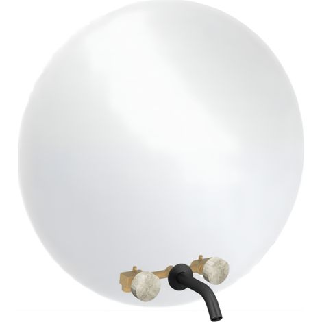 Espejo LED redondo de 3 orificios + mezclador de lavabo empotrado de 3 orificios JACOB DELAFON Grands Boulevards suavidad mineral y negro