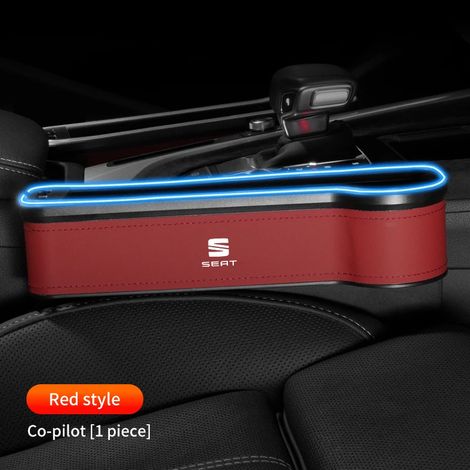 (Pour rouge droit) Boîte de rangement pour espace de siège de voiture Boîte de rangement en cuir Accessoires pour SEAT Ibiza Arona Ateca Cordoba Alhambra Mii Tarraco Leon Altea (1/5)