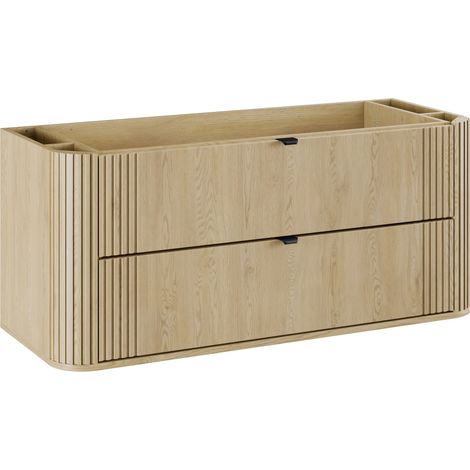 Meuble sous vasque suspendu OVALIA - 2 tiroirs chêne 120 cm (1/5)