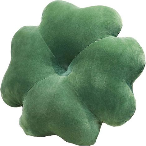 Coussin trèfle mignon 40x40 cm, vert foncé, épais, pour chaise, bureau ou déco de chambre. (1/4)