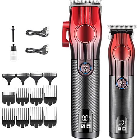 Haarschneider für Herren mit USB-Kabel, elektrischer Rasierer, LED-Anzeige, 2000 mAh, für Glatzen, Degrader, 3-Tage-Bart und Salon