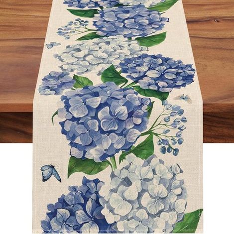 Tovaglia con fiori primaverili, tovaglia pasquale, lino di alta qualità, decorazione primaverile per cucina, sala da pranzo e feste, 33 x 183 cm (1/5)