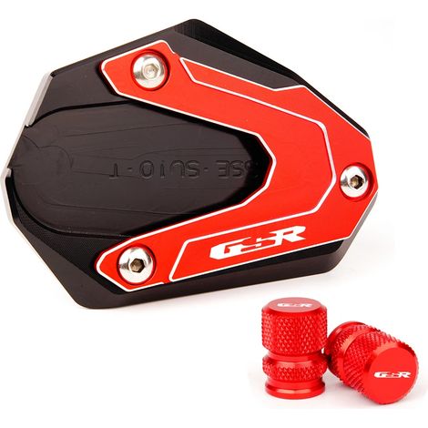 (1 jeu - Rouge) Plaque d'extension de béquille latérale CNC pour moto, compatible avec SUZUKI GSR750 gsr750 GSR 750. (1/4)