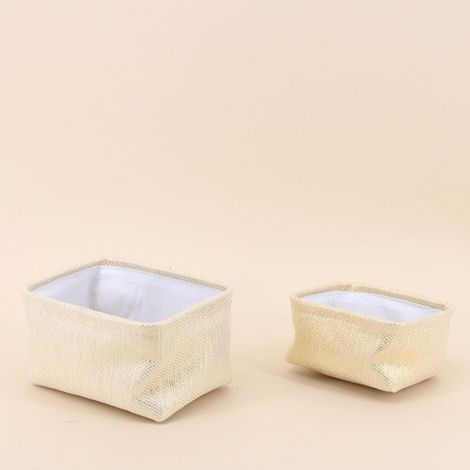 Lot de 2 paniers rectangulaires dorés