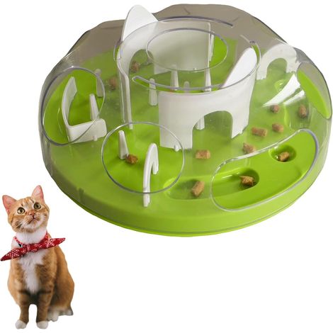 Runder Fressnapf für Katzen ⌀ 30 cm Futterlabyrinth Leckerli-Spender Trockenfutterspender Indoor-Spielzeug (1/5)
