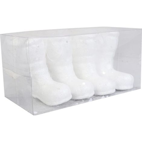 Set di 4 ganci appendiabiti in PVC a forma di stivale, in polistirolo bianco. (1/3)