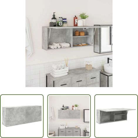 Rangement salle de bain - Armoire murale de bain gris béton 100x25x40cm bois d'ingénierie (1/5)
