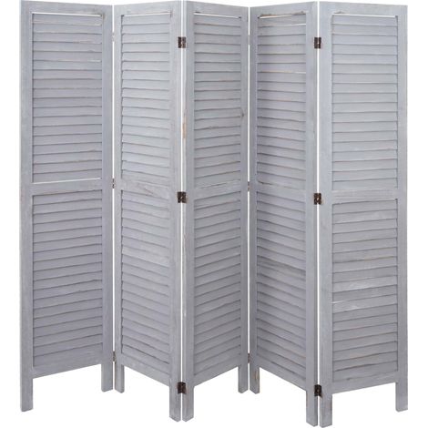 Paravent HHG-527, Trennwand Sichtschutz Raumteiler, Shabby-Look 170x200cm grau